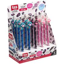 Caneta GEL Apagável TRIS MI-AU Azul e Preta Retrátil com Topper Display com 15 Unidades