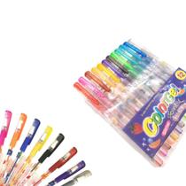 Caneta Gel C/ Glitter 12 Cores Perfumadas Cheiro Frutas - Colorgel