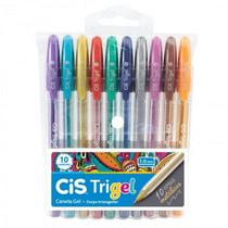 Caneta gel Cis Trigel 1,0mm - Estojo com 10 cores Metálicas - Sertic