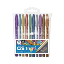 Caneta Gel CiS Trigel Metálica 10 Cores Multicor 1.0mm Secagem Rápida Ponta Médio Efeito Metálico Caneta Gel CiS Trigel Metálica 10 Cores Multicor 1.0mm Secagem Rápida Ponta Médio Efeito Metálico