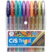 Caneta gel com 10 cores metálicas trigel cis triangular Caneta gel com 10 cores metálicas trigel cis triangular