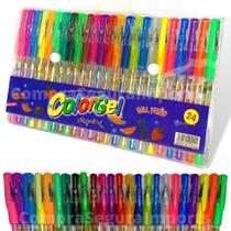 Caneta gel com gliter e cheirinho - 24 cores com estojo