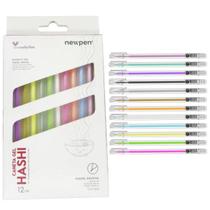 Caneta gel hashi ponta agulha - 0.5mm - 12 cores - newpen