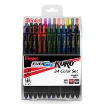 Caneta Gel Líquido Pentel EnerGel Kuro, Ponta 0,7 mm, Traço Médio, Tinta Sortida, Pacote com 24 Caneta Gel Líquido Pentel EnerGel Kuro, Ponta 0,7 mm, Traço Médio, Tinta Sortida, Pacote com 24