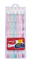 Caneta Gel Pastel Escrita 0,8mm 05 Cores Molin