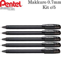 Caneta Gel PENTEL EnerGel Makkuro 0.7mm Kit com 5 Unidades
