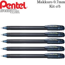 Caneta Gel PENTEL EnerGel Makkuro 0.7mm Kit com 5 Unidades