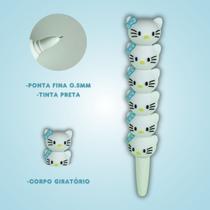 Caneta Gel Preta Giratória Hello Kitty Ponta Fina 0.5mm Kawaii Papelaria Fofa