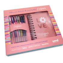 Caneta Gel Signo 8 Cores + Planner Diário Anotações Uni-ball Caneta Gel Signo 8 Cores + Planner Diário Anotações Uni-ball