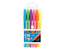 Caneta Gel Trigel 1.0mm Neon, Blister 6 Cores - Cis 576500