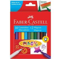 Caneta Hidrocor 10 Cores + 2 Mágicas - Faber-Castell