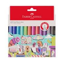 Caneta hidrocor 12 cores fine pen - faber castell