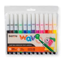 Caneta Hidrocor 12 Cores Ponta Grossa Wave Bazze