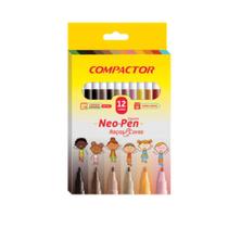 Caneta Hidrocor Compactor Neo Pen Gigante Raças e Cores 12 Cores