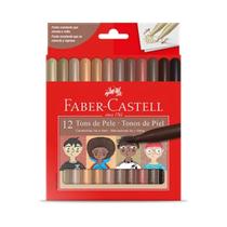 Caneta Hidrocor Faber Castell Vai e Vem Tons de Pele 12 Cores