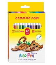 Caneta Hidrocor Gigante C/ 12 unidades - Compactor