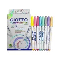 Caneta Hidrocor Giotto Turbo Glitter 8 Cores Pastel Glitter