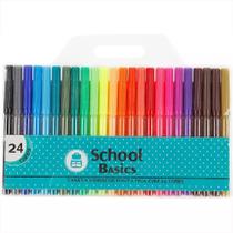 Caneta Hidrocor Ponta Fina 24 Cores - School Basics