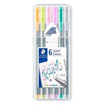 Caneta Hidrocor Triplus Fineliner Pastel 0.3mm Estojo Com 6 Cores 334 SB6CS103 STAEDTLER