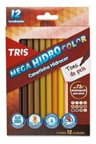 Caneta Hidrocor Tris Mega Hidro Color 12 Cores Tons De Pele