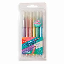 Caneta HidroCor Tris Tons Pastel com Glitter 6 Cores