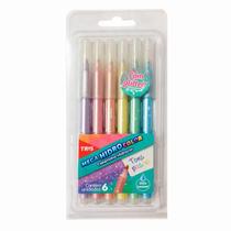 Caneta Hidrocor Tris Tons Pastel Com Glitter 6 Cores