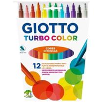 Caneta Hidrocor Turbo Color Estojo Canetinha 12 cores Giotto