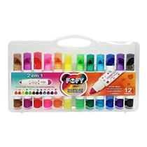 Caneta Hidrografica 12 Cores com Carimbo Big. - FOFY Caneta Hidrografica 12 Cores com Carimbo Big. - FOFY