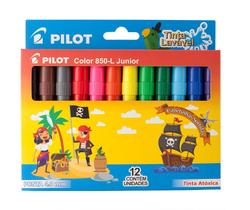 Caneta Hidrográfica 12 Cores Tinta Lavável Color 850-L Junior e 750-L Pilot