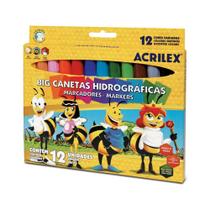 Caneta Hidrográfica Acrilex Big Abelhinhas 12 Cores 06932