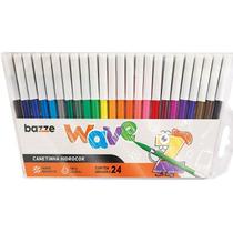 Caneta Hidrográfica Bazze Wave 24 Cores PCT com 12