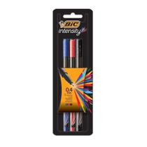 Caneta Hidrográfica BIC Intensity 3 Cores Clássicas Ponta Ultra Fina de 0.4mm Precisão no Traço - 3 Unidades