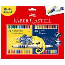 Caneta Hidrográfica Bicolor 24 Canetas = 48 Cores - Faber-Castell