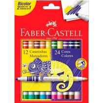 Caneta Hidrográfica Bicolor 24 Cores Marca Faber-Castell