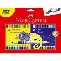 Caneta Hidrográfica Bicolor 48 Cores Marca Faber-Castell