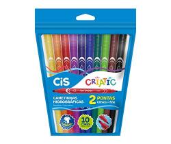 Caneta Hidrografica Cis Criatic 2 Pontas 10 Cores