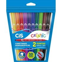 Caneta Hidrográfica Cis Criatic 2 Pontas 10 Cores - Sertic