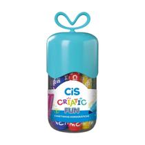Caneta Hidrográfica CiS Criatic Fun 12 Cores Canetinhas Azul Estojo Ponta Cônica Anatômico Suave