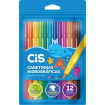 Caneta Hidrográfica CIS Lavável 12 Cores CX com 10