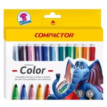 Caneta Hidrográfica Color 12 Cores Compactor - Embalagem 5 Unidades