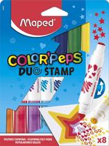 Caneta Hidrográfica Color'Peps Duo Stamp Carimbo 8 Canetas