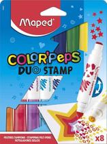 Caneta Hidrografica Color Peps Duo Stamp Carimbo 8 Cores - MAPED