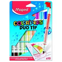 Caneta Hidrografica Color Peps Duo Tip Estojo 10 Cores