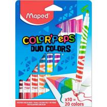 Caneta hidrografica colorpeps duo colors 10 canetas e 20 cores