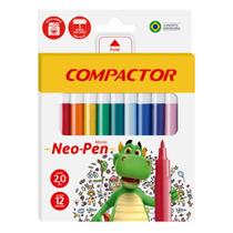 Caneta Hidrográfica Compactor Neo-Pen - 12 Cores