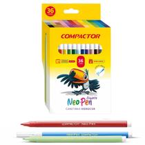Caneta Hidrográfica Compactor Neo Pen Gigante 36 Cores Canetinha Hidrocor