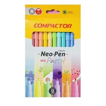 Caneta Hidrográfica Compactor Neo-Pen Pastel 12 Cores