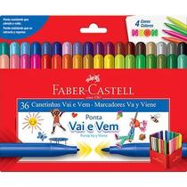 Caneta Hidrográfica Faber Castell 36 Cores Vai E Vem Lavável