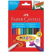 Caneta hidrográfica faber castell magic 10 cores + 2 cores mágicas