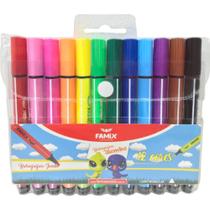 Caneta Hidrográfica Jumbo Triangular Famix 12 Cores Caneta Hidrográfica Jumbo Triangular Famix 12 Cores
